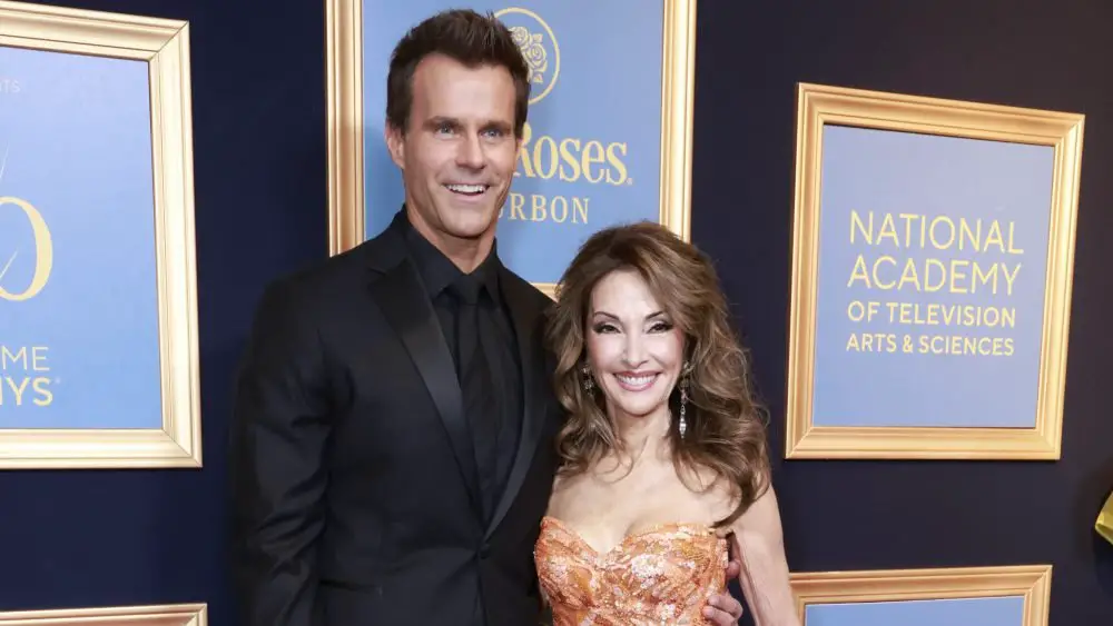 Cameron Mathison and Susan Lucci at The 50th Annual Daytime Emmy® Awards, airing LIVE Friday, Dec. 15 (9:00-11:00 PM, ET/delayed PT) on the CBS Television Network, and streaming on Paramount+ (live and on demand for Paramount+ with SHOWTIME subscribers, or on demand for Paramount+ Essential subscribers the day after the special airs). Photo: Sonja Flemming/CBS ©2023 CBS Broadcasting, Inc. All Rights Reserved.